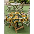 thumbnail image 4 of Outdoor Tablecloths with Umbrella Hole & Zipper, Sunflower Round Tablecloth 54 Inch, Vintage Spring Floral Botanical Yellow Green Waterproof Table Cloth, Patio/Pool/Picnic Table Covers, 4 of 8