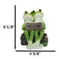 thumbnail image 2 of Romantic Frog Couple Sitting On Log Bench Holding Welcome Plank Sign Figurine, 2 of 9