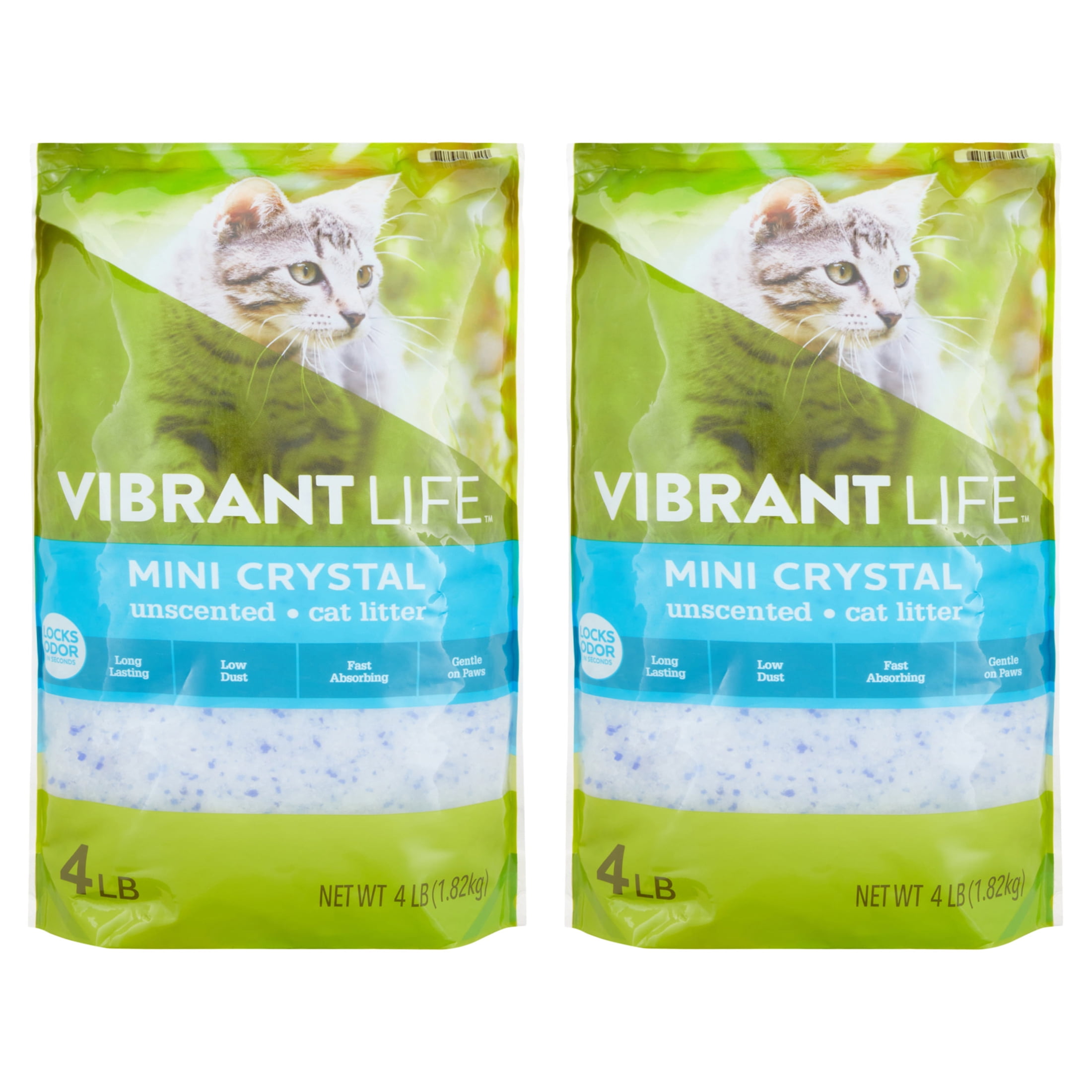 (2 pack) Vibrant Life Mini Crystal Unscented Cat Litter, 4 lb