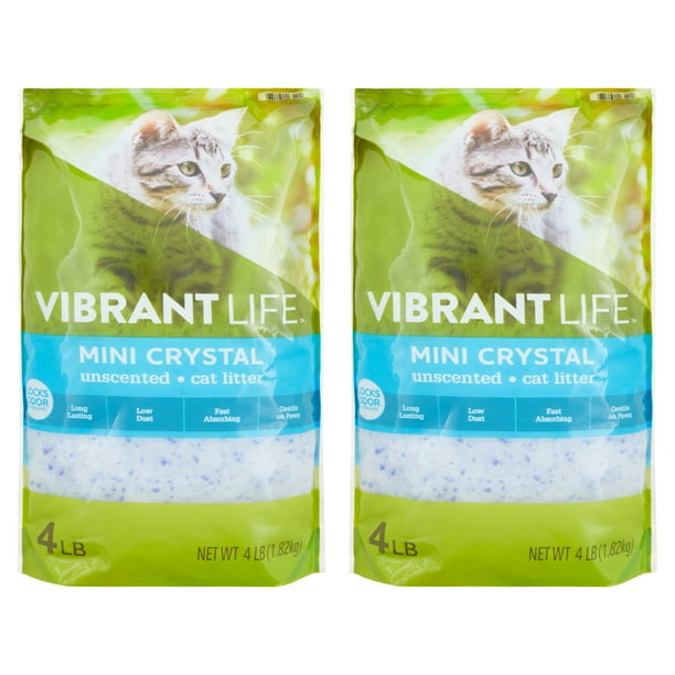 (2 pack) Vibrant Life Mini Crystal Unscented Cat Litter, 4 lb