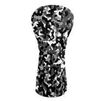Yuyamidu Gray Camo Golf Club Head Covers Driver Headcover Hybrid Headcover Fairway Wood Head Covers Camouflage Golf Headcovers PU Leather for Golf Clubs