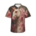 thumbnail image 1 of Balery Haired White Horse Camisas hawaianas de manga corta para hombre, camisas playeras de corte holgado, camisas de vacaciones con botones,XX-Large, 1 of 7