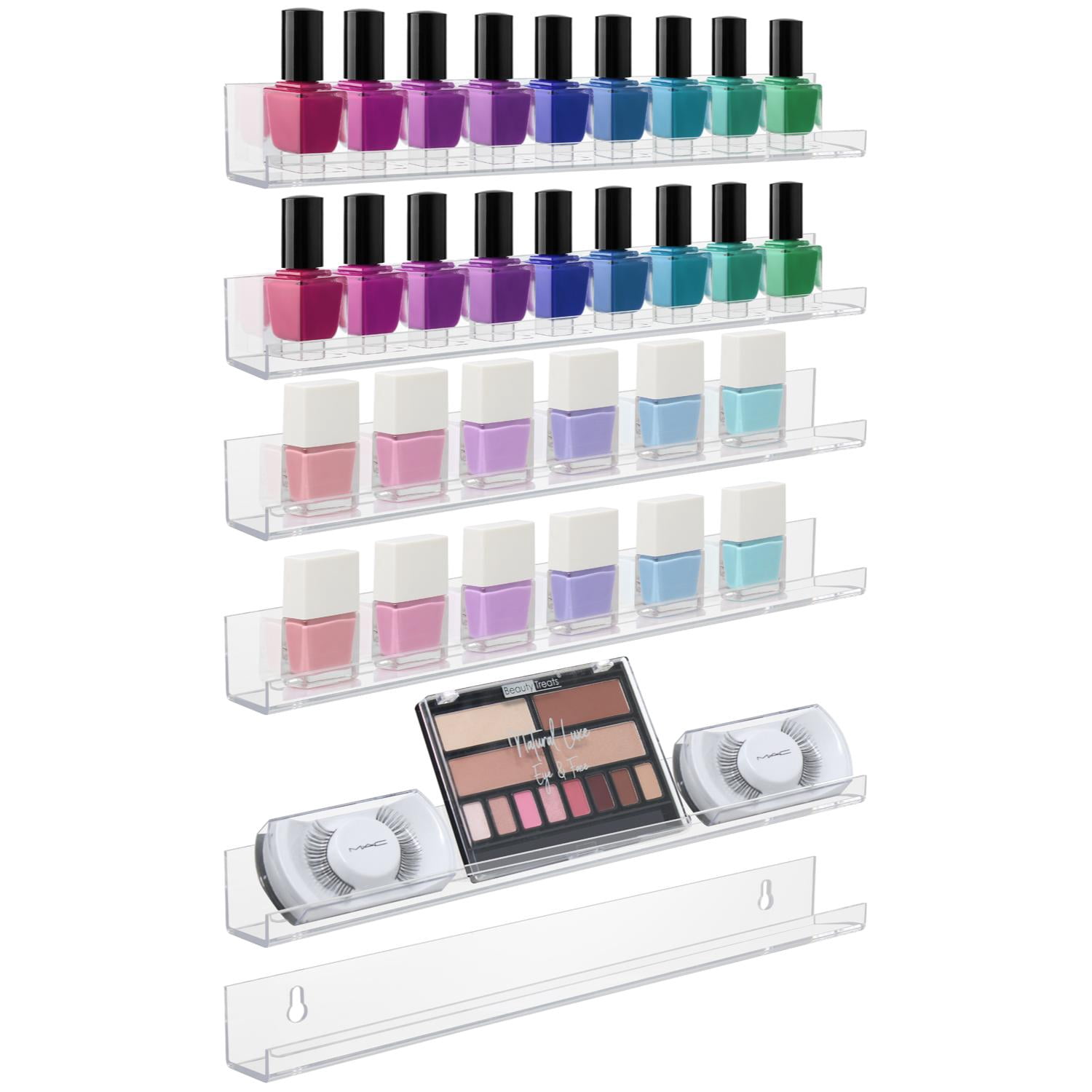 Sorbus Clear Acrylic Floating Wall Shelves 6 Pack, 15" Storage Shelves for Home Organization