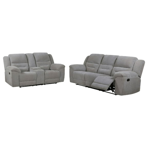 Gilo 2pc Manual Recliner Sofa and Loveseat Set- Soft Gray Chenille