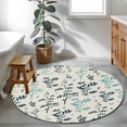 thumbnail image 3 of Teal Green Botanical Round Area Rug 4Ft Washable Circle Rugs for Bedroom Dining Room, Rustic Country Spring Floral Summer Leaf Non-Slip Carpet Floor Mats Indoor Outdoor Carpet Runner Home Decor, 3 of 8