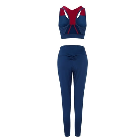 

nsendm Women Workout Sets 2 Pieces Suits High Waisted Yoga Leggings With Stretch Sports Bra Yoga Swing Ceiling Mount Set Tracksuit Blue XX-Large