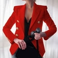 thumbnail image 2 of Scyoekwg Blazer Jackets for Women Elegant Business Office Work Lady Solid Button Suit Jacket Coat Outwear Clothes Red XXL(12), 2 of 6