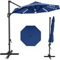 thumbnail image 1 of 10Ft Outdoor Cantilever Umbrella Patio Umbrella Solar LED with Base Included Market Sun Shade Windproof Offset Umbrella with 360-Degree Rotation for Garden Pool Deck BackYard and Patio, Navy Blue, 1 of 8