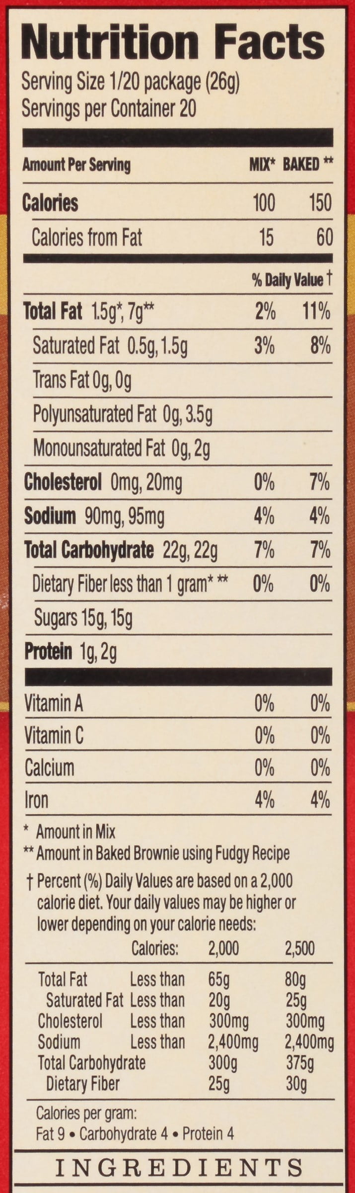 Duncan Hines Brownie Mix Nutrition Nutrition Pics