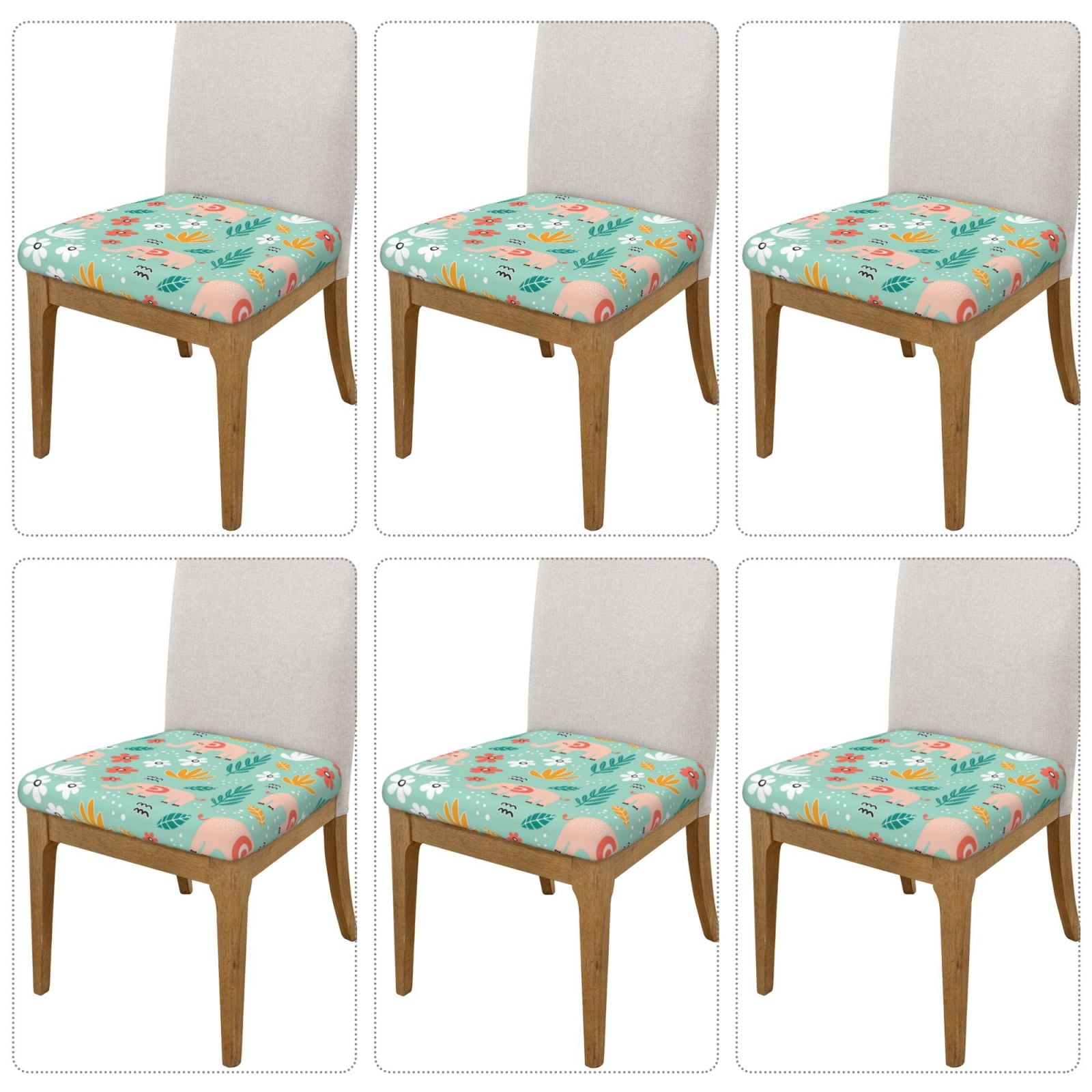 Vsdgher Elephant and Flowers Couch Cushion Covers, Non-Slip Sofa Seat Cushion Slipcovers, Soft Couch Covers（Don't include seat cushion）Six Piece