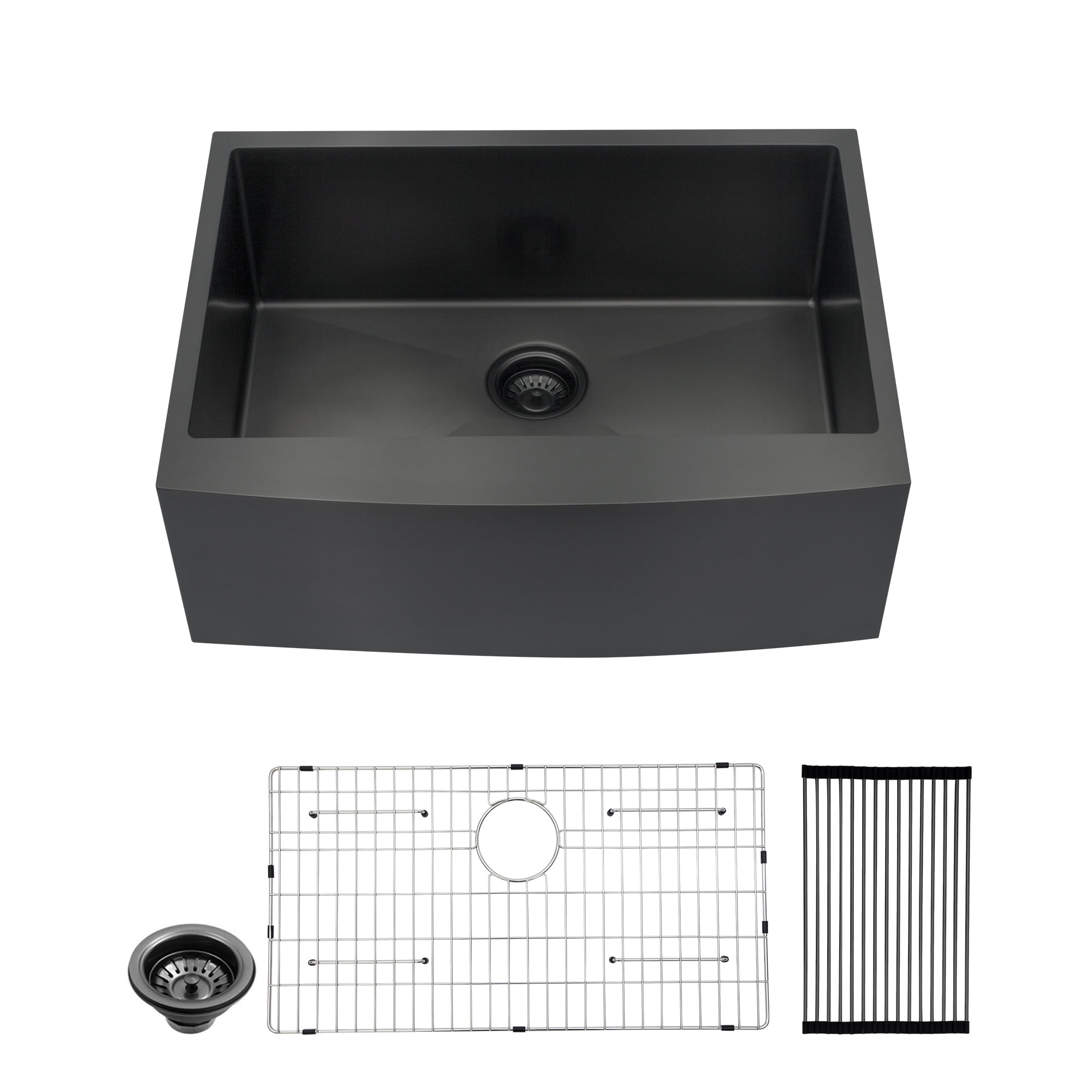 Lordear 27"x21"x10"Matte Black Stainless Steel Farmhouse Sink Single