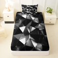 thumbnail image 4 of Castle Fairy Futuristic Cubes Triangle Facet Twin Sheets 3pcs,Abstract Polygon Bedding,Black Silver Gray,1 Flat Sheet, 1 Fitted Sheet and 1 Pillowcase, 4 of 7