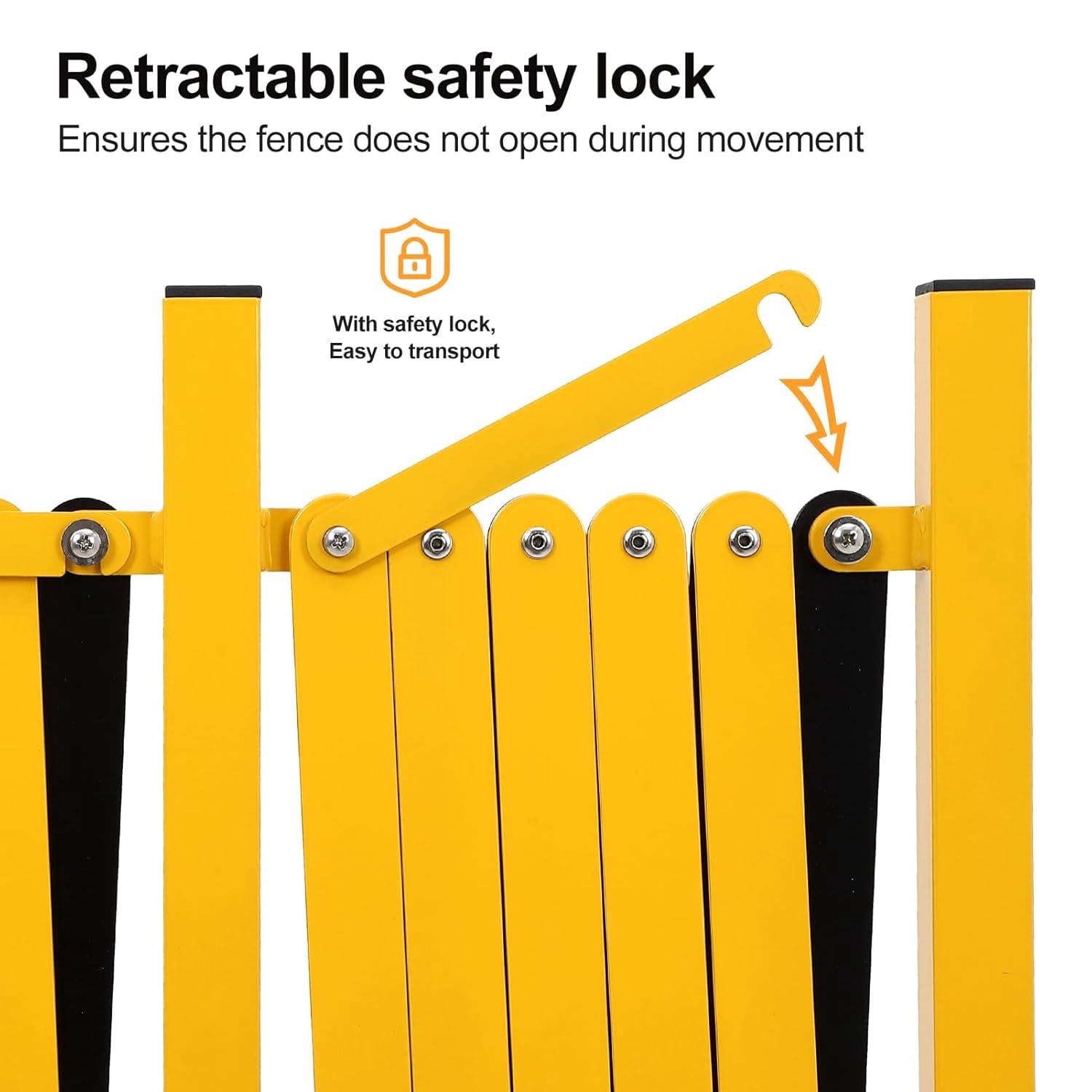 Metal Expandable Barricade, 16FT Folding Security Gate, Retractable Driveway Gate, Folding Safety Barricade, Yellow and Black
