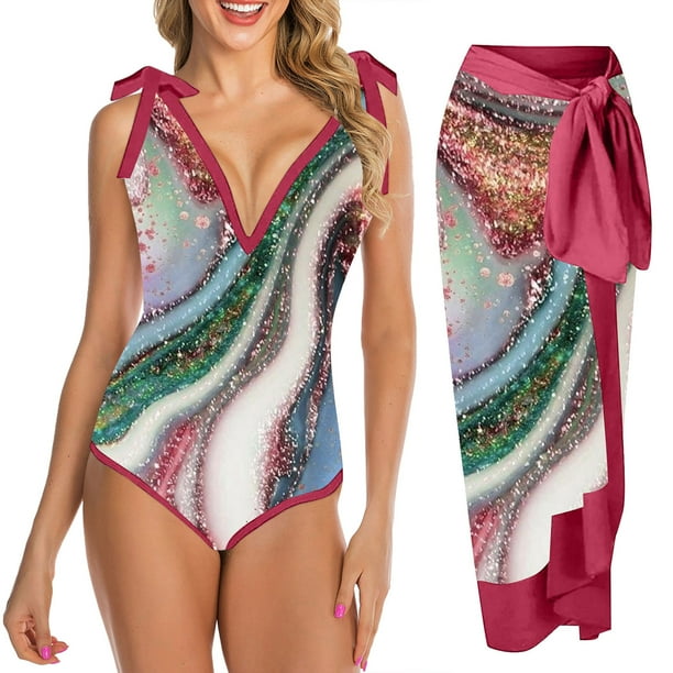 Gaiseeis Women Swimsuit With Matching Cover Ups Floral Sexy Bikini Sets