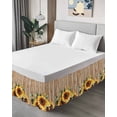 thumbnail image 4 of Pastoral Sunflower Bed Skirt California King Size 18" Drop Country Foral Vintage Board Background Ruffled Wrap Around Bed Skirts Adjustable Elastic Bedskirt Dust Ruffle for California King Size Bed, 4 of 7