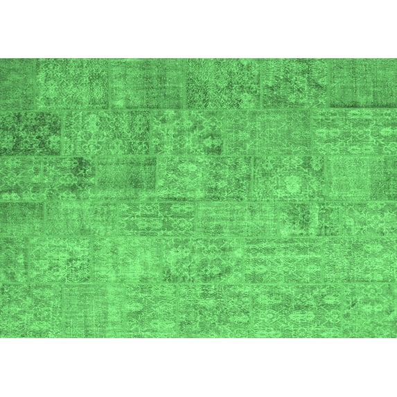 Ahgly Company Indoor Rectangle Patchwork Emerald Green Transitional Area Rugs, 8' x 12'
