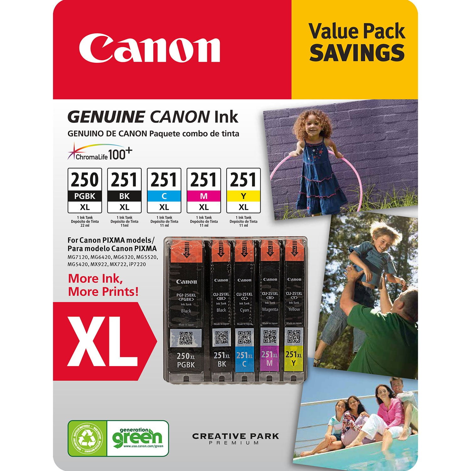 3-PACK Canon GENUINE CLI-251XL Color Ink MG6320 MG6420 MG6620 RETAIL BOX 