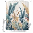 thumbnail image 2 of Green Yellow Tropical Leaves Waterproof Fabric Shower Curtain,Vintage Botanical Summer Waterproof Fabric Shower Curtain for Bathroom Curtains Bathtubs Shower Curtains with 12 Hooks Standard 72x72, 2 of 8