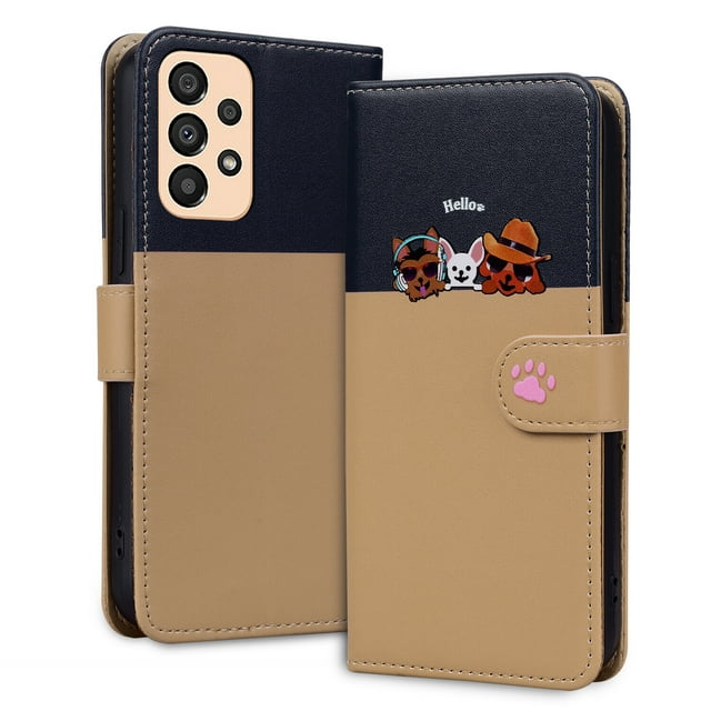 Compatible avec Samsung Galaxy A33 5G Étui Portefeuille Motif Animaux Mignons avec Fentes pour Cartes et Rabat
