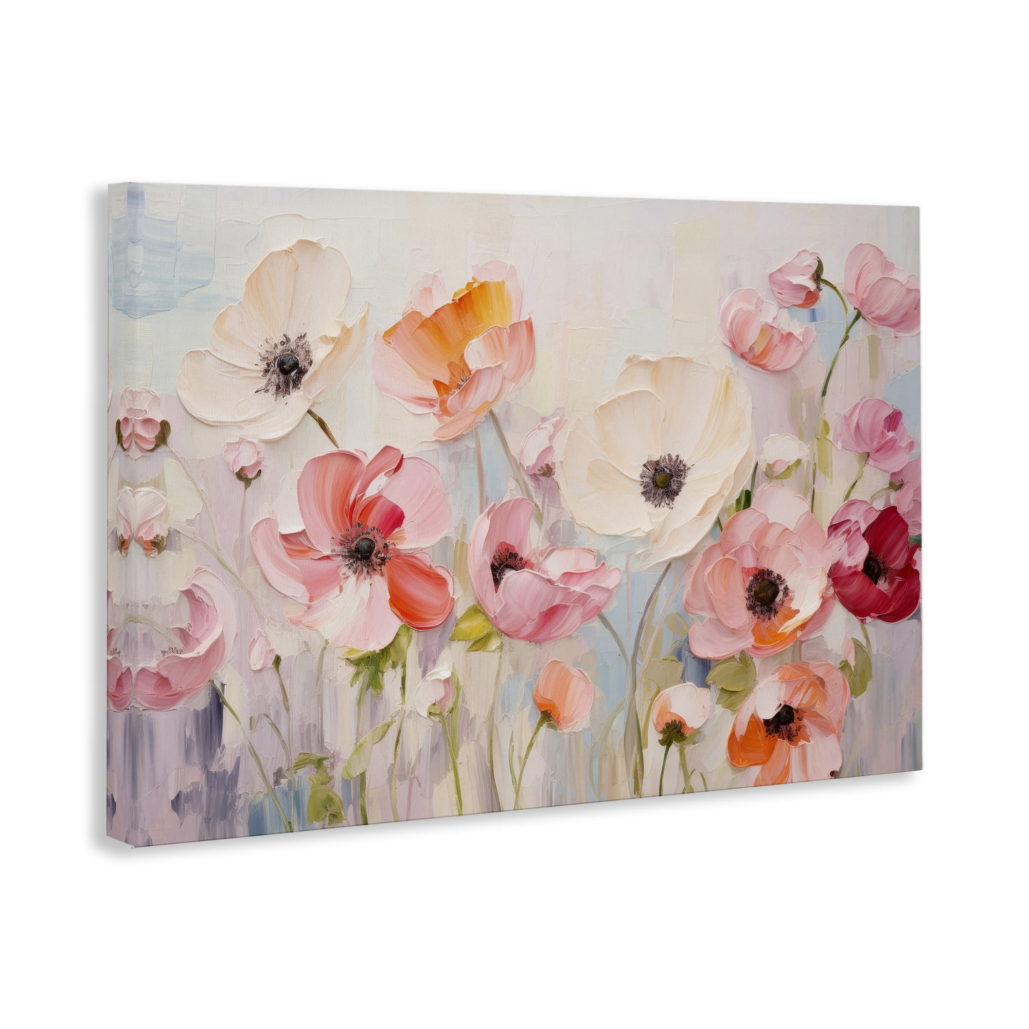 Stupell Industries Pastel Ranunculus Blooms Plants & Flowers Painting Wrapped Canvas Art Print Wall Art, 30 x 20