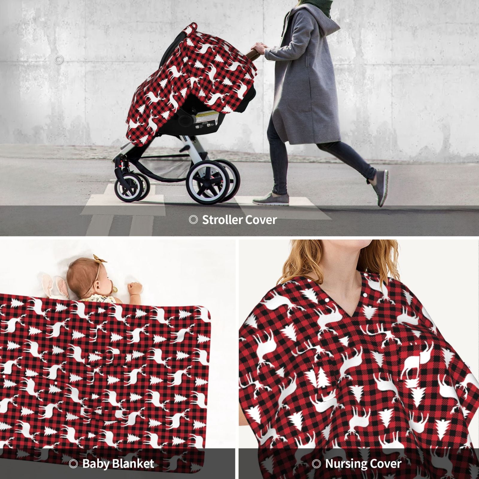 Car Seat Cover Baby - Christmas And New Year Breathable Infant Car Seat Cover for Baby Carseat, Lightweight Comfort Baby Essentials Must Haves Newborn Stuff for Girl Boy