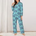thumbnail image 2 of Gukieu Best Dad Ever Print Women's Long Sleeve Pajama Set, Button Top Elastic Pocket Pajama Pants Two Piece Set Home Wear-Medium, 2 of 7