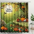thumbnail image 1 of Rideau de Douche Fantaisiste de Forêt d'Automne avec Thème d'Halloween Effrayant, 1 of 4