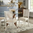 thumbnail image 2 of Weston Home Farmhouse Rattan Back Beige Seat Wood Dining Chairs, Set of 2, Antique White, 2 of 10