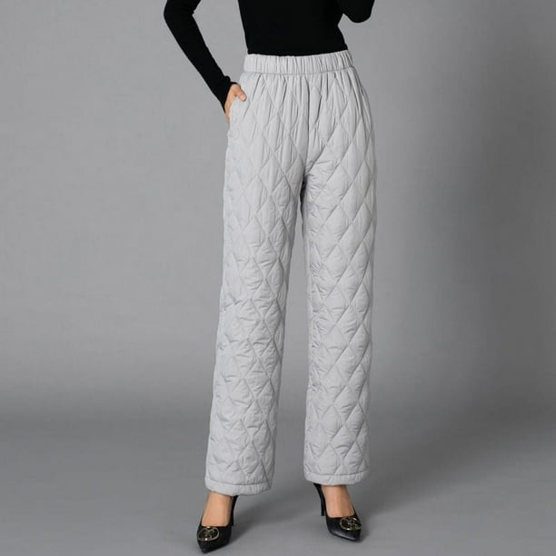 Pantalones anchos de algodón para mujer, otoño e invierno, pantalones gruesos y cálidos para mujeres de mediana edad y mayores, pantalones casuales de algodón rectos de talla grande para