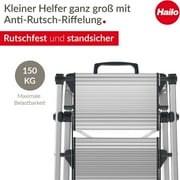 Hailo Folding 2 Step Non-Slip Stool for Home and Kitchen, MK80, Silver/Black