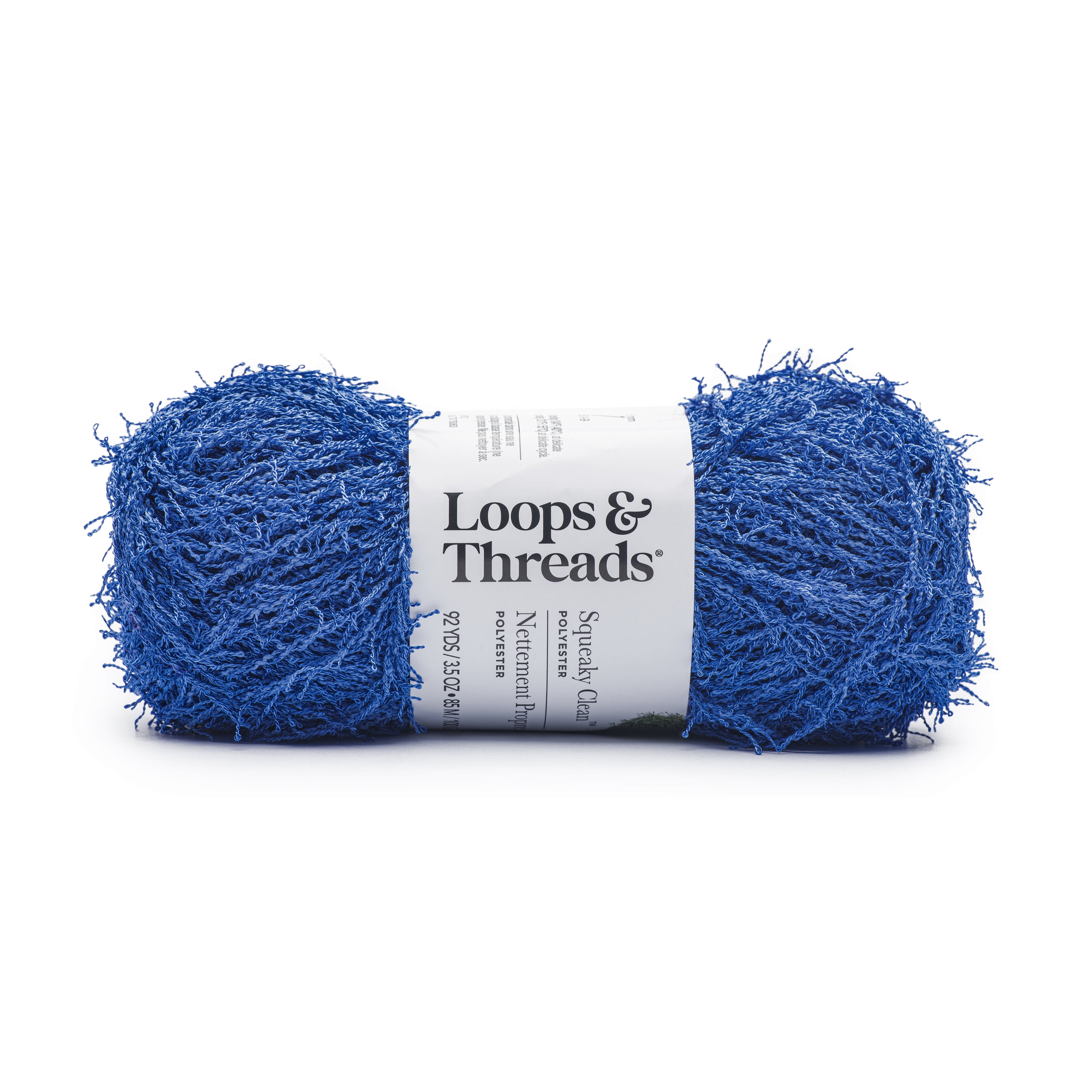(3 pack) Squeaky Clean Solid Yarn by Loops & Threads - Yarn for Knitting - Crochet - Weaving - and Arts & Crafts - Blue - Polyester - 3.5 oz