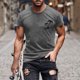 thumbnail image 2 of Camisas de Manga Larga para Hombres Casual Impreso Cuello Girado Abajo, Lado Dividido Botón Abajo Blusa para Al Aire Libre, Diario Y Primavera Verano, 2 of 5