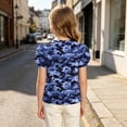 thumbnail image 5 of ATOGUTA Summer Shirts For Girls Graphic Tees Short Sleeve Tshirts Crewneck Cute Summer Casual Basic Tops for Kids Teen Size 4T-15, Blue, 5 of 6