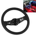 thumbnail image 1 of Universal Racing Steering Wheel Upgrade 14in Racing Style PU Aluminum Steering Wheel for Standard 6 Hole Hub Adapter Vehicles, 1 of 7