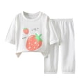 thumbnail image 1 of Odeerbi 1-6 Años Niños Niñas Pijamas de Algodón de Verano de Manga Corta Pantalones Suaves Impresos de Fresa Ropa de Dormir Conjunto de Pijama de Dos Piezas, 1 of 3
