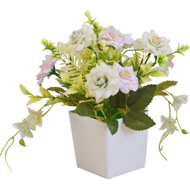 Maceta artificial Yjmei para decoración del hogar, maceta artificial para bodas, oficina, mesa, ventana, sala de estar, dormitorio (rosa verde)