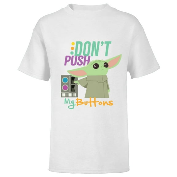 Star Wars The Mandalorian The Child Don't Touch My Buttons - Short Sleeve T-Shirt for Kids - Customized-White