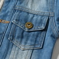 thumbnail image 6 of IBTOM CASTLE Toddler Baby Girls Boys Denim Jacket Long Sleeve Button Down Jeans Coat Ripped Hooded Top Fall Cowboy Casual Outwear Clothes 4-5 Years Blue + Gray, 6 of 9
