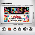 thumbnail image 5 of LUUFILx Welcome Classroom Wall Banner Amazing Things Happen Here Diversity Backdrop for School Decorations Teacher Art Event Party Supplies Classroom Banner, 5 of 8