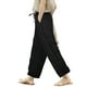 thumbnail image 1 of Pantalones palazzo con cintura elástica para mujer: detalle de encaje, cordón, pierna ancha con bolsillos, pantalones informales para todas las estaciones, 1 of 6