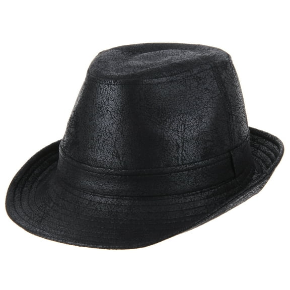 WITHMOONS Indiana Jones Faux Leather Fedora Hat LD3278 (Black, M)