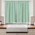 thumbnail image 2 of Ambesonne Floral Kitchen Curtains, Flowers and Leaves Folk Art, 55"x24", Pale Teal and Soft Pink, 2 of 3