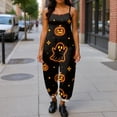 thumbnail image 5 of HAJWOH Halloween Plus Size Boho Overalls for Women Halloween Print Hippie Cloth Floral Printed Jumpsuits Spaghetti Strap Rompers(Black,S), 5 of 6