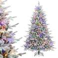 thumbnail image 1 of Patiojoy 7 FT Snow Flocked Artificial Christmas Tree Hinged Pre-lit Xmas Tree w/ 1164 Branch Tips 350 Multi-Color LED Lights 8 Lighting Modes, 1 of 10