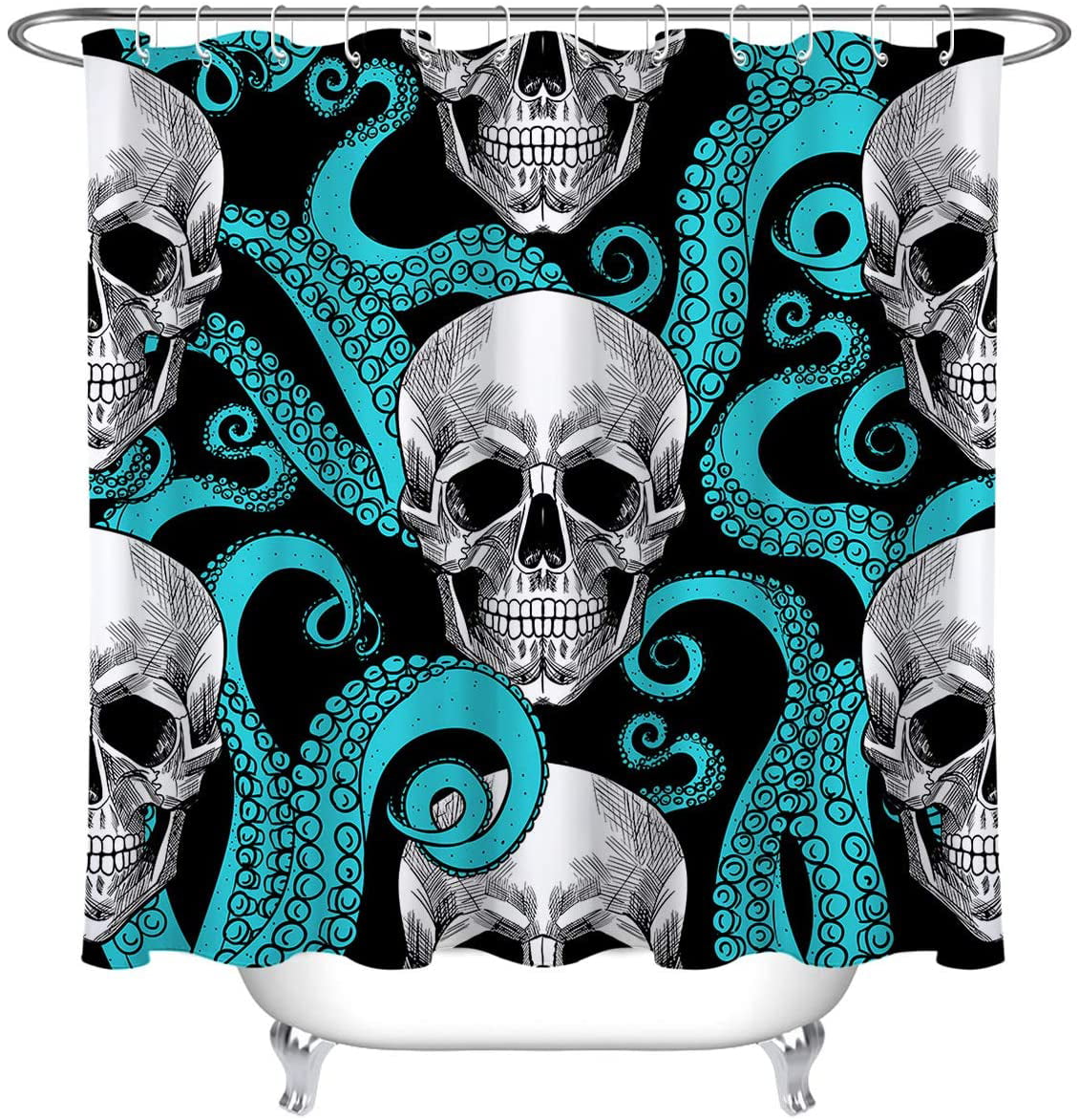 Halloween horror skull Shower Curtain Bathroom Waterproof Fabric & 12hooks new 