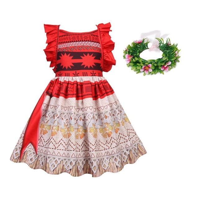 Disney-disfraz de Moana para niña pequeña, traje de princesa para fiesta de Halloween, ropa de fantasía para 2, 3, 5, 6, 8 y 10 años Fivean unisex