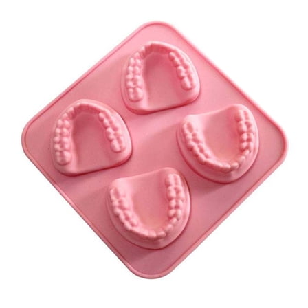 4 Hole Denture Teeth Shaped Ice Cube Mold Silicone Ice Tray DIY Ice Cream Mould