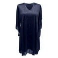 thumbnail image 4 of QHFBli Robe Mini Pailletée pour Femmes Col Montant Manches Cape Cocktail Scintillante Élégante Robes Invité de Mariage Soirée, 4 of 5
