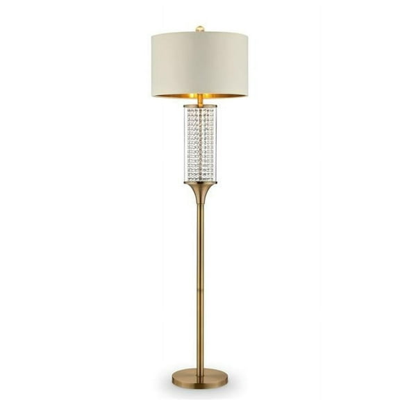 Crystal Floor Lamp, Matte Gold, Clear & Off White