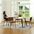 thumbnail image 2 of Homy Casa 63 In Industrial Dining Set with Faux Suede Chairs - Faux Walnut Table, 2 of 10